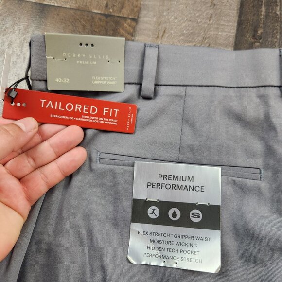 Mens Perry Ellis Premium size 40x30 Tailored Fit Flex Stretch Dress Pants - Picture 4 of 12